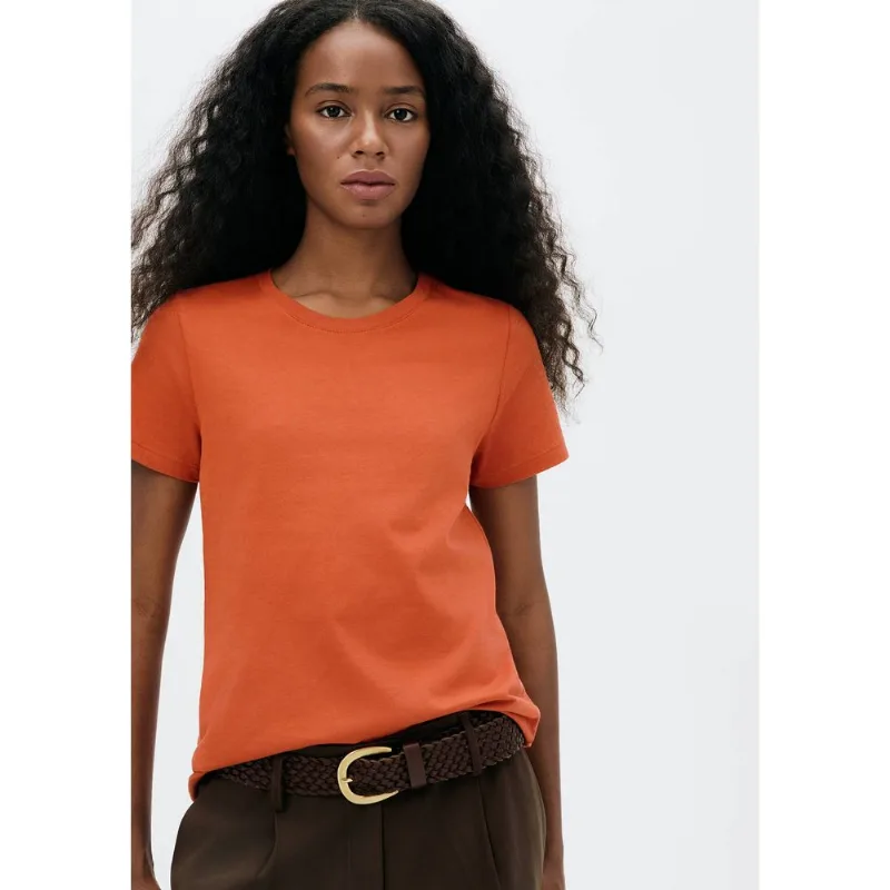 Blusa Básica Feminina Manga Curta Slim World - Laranja P