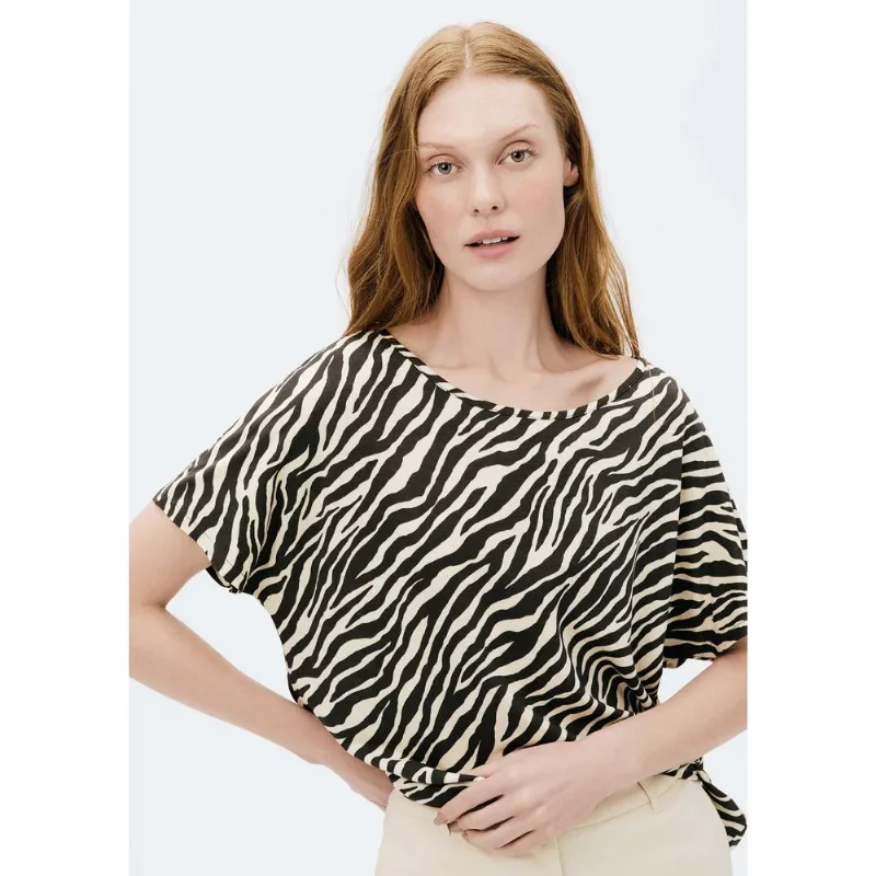 Blusa Feminina Manga Curta Estampada - Off white XP