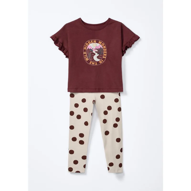 Conjunto Infantil Menina Estampado - Marrom 003
