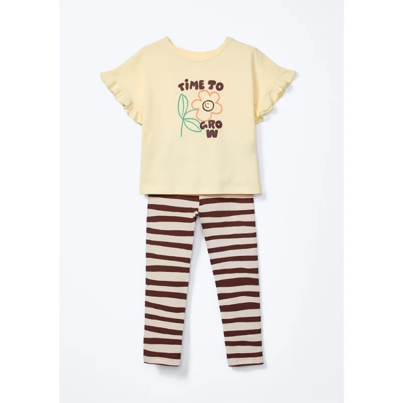 Conjunto Infantil Menina Estampado - Amarelo 001