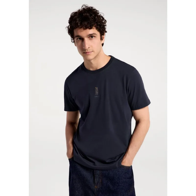 Camiseta Masculina Manga Curta Com Estampa - Azul M
