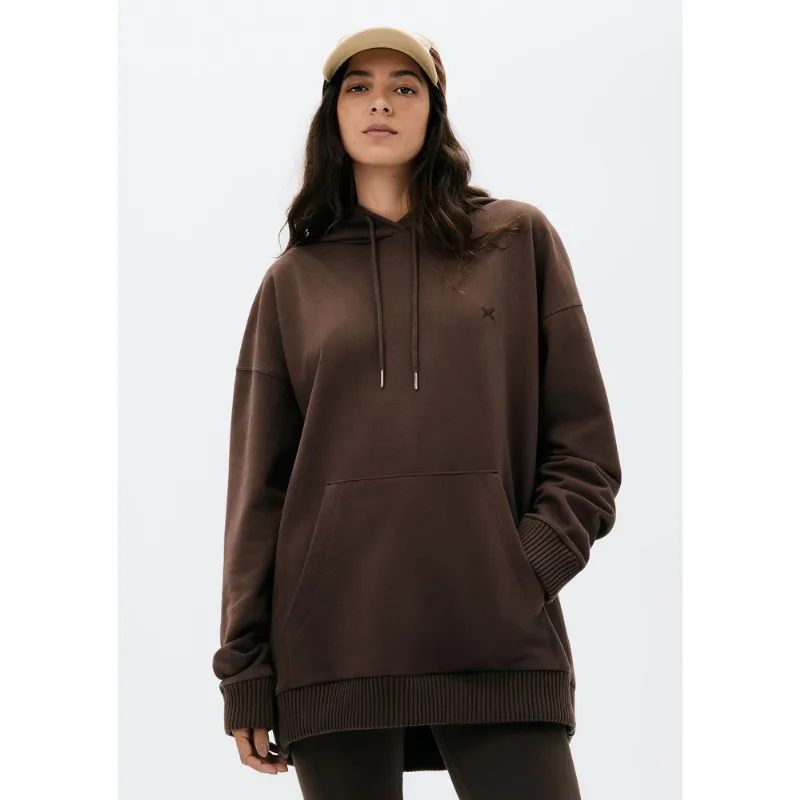 Blusão Feminino Oversized Em Moletom - Marrom XG
