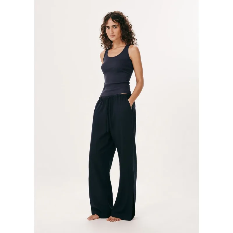 Calça Feminina Wide Leg Em Viscolinho - Azul XG