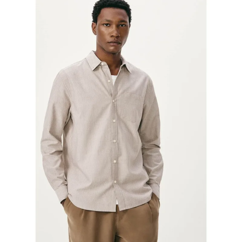 Camisa Masculina Manga Longa Fio Tinto Listrada - Bege XXG