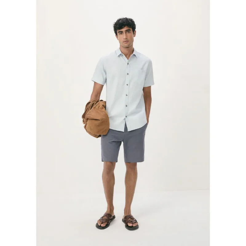 Bermuda Masculina Reta Com Linho - Cinza 048