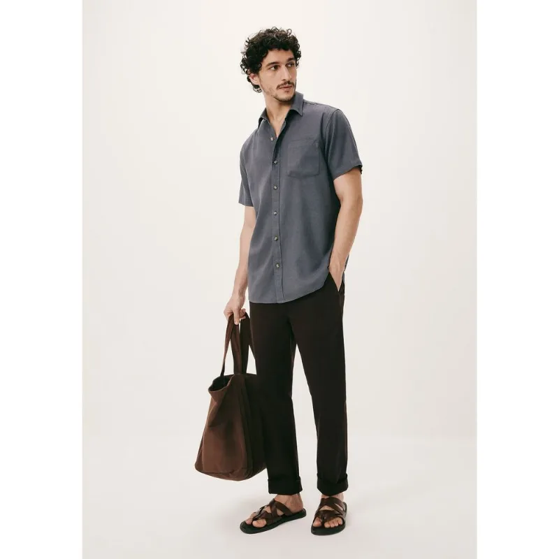 Calça Básica Masculina Chino Slim Em Sarja Com Elastano - Marrom 040