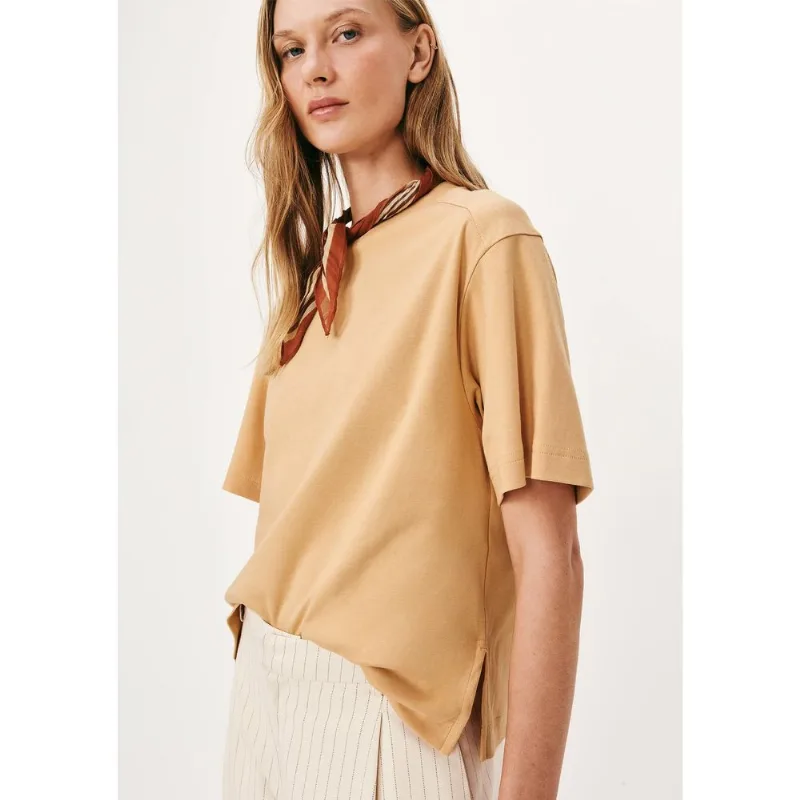 Camiseta Feminina Regular Em Algodão - Laranja XG