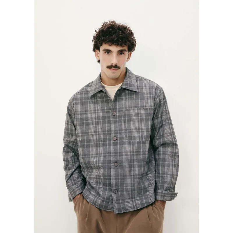 Camisa Masculina Overshit Xadrez - Cinza XXG