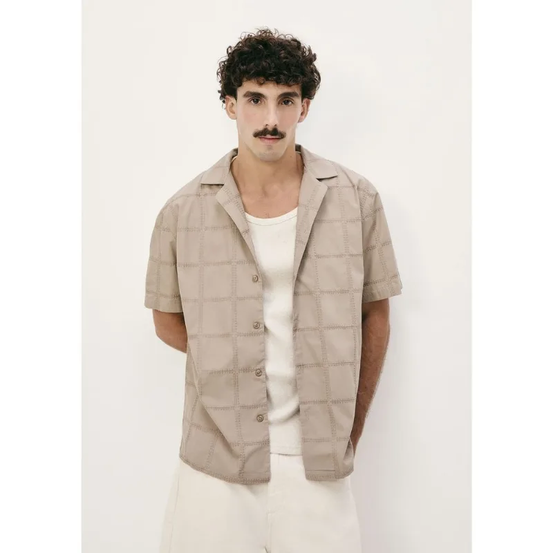 Camisa Masculina Manga Curta Ampla - Bege XXG