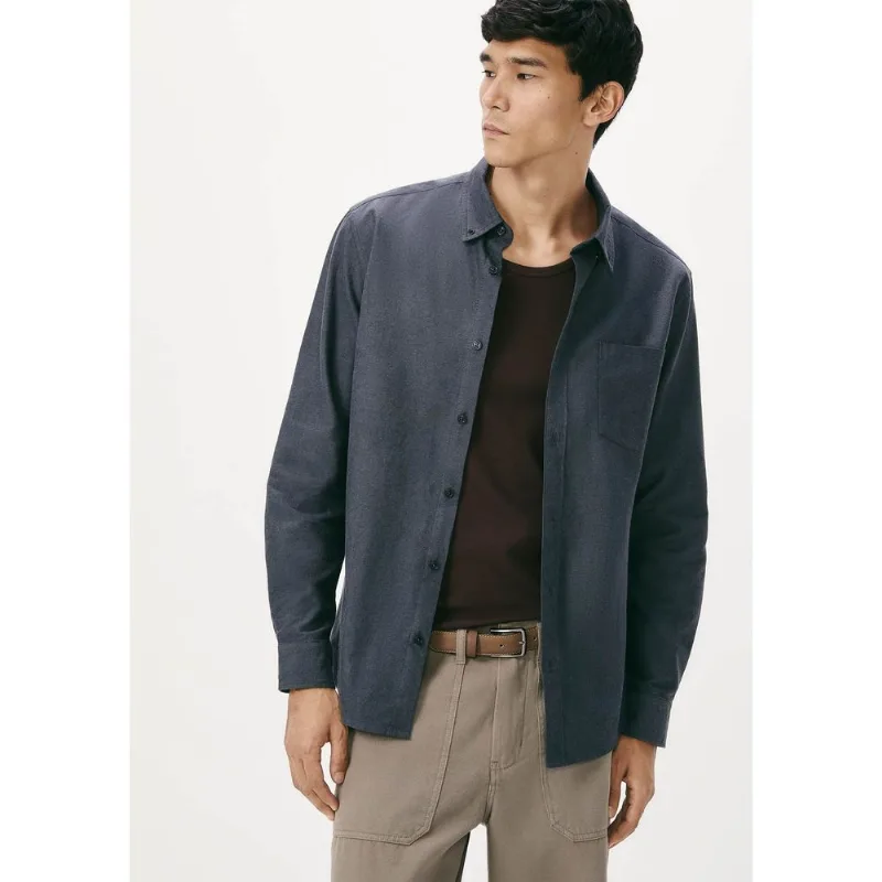 Camisa Masculina Manga Longa Fio Tinto - Azul XG