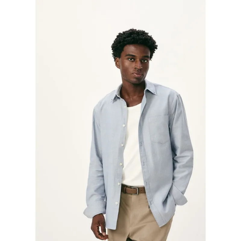 Camisa Masculina Manga Longa Fio Tinto - Azul P