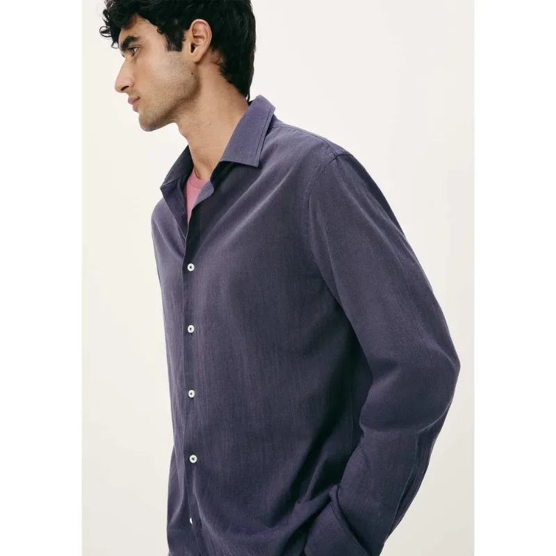 Camisa Masculina Manga Longa Fio Tinto - Azul G