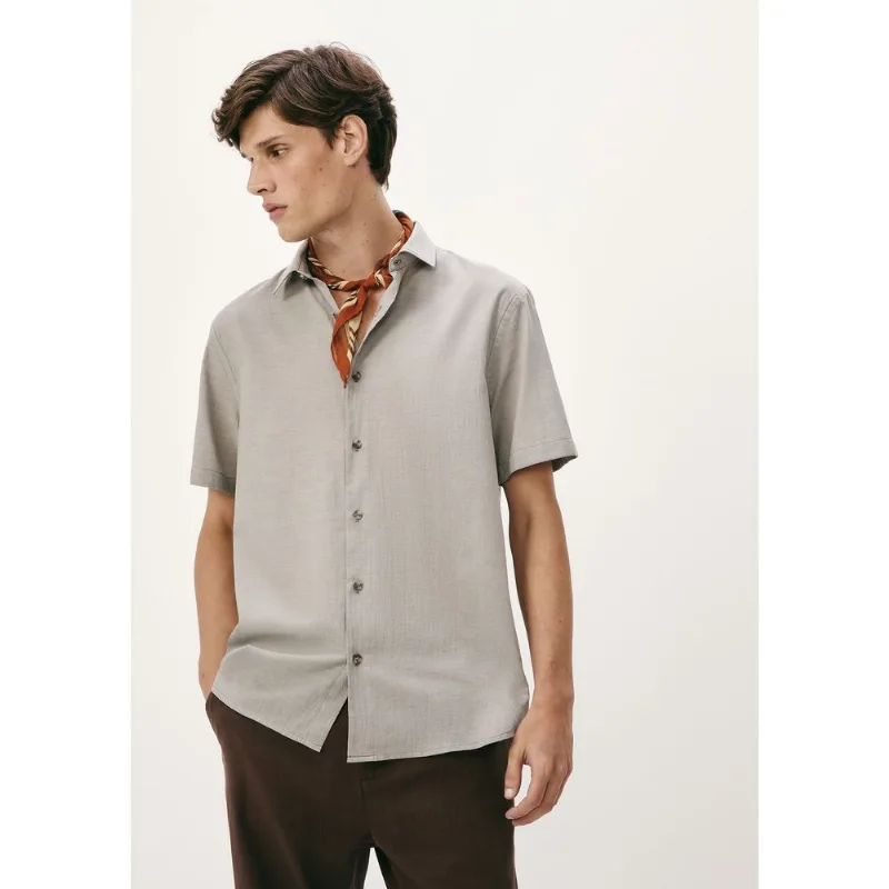 Camisa Masculina Manga Curta Texturizada - Cinza G