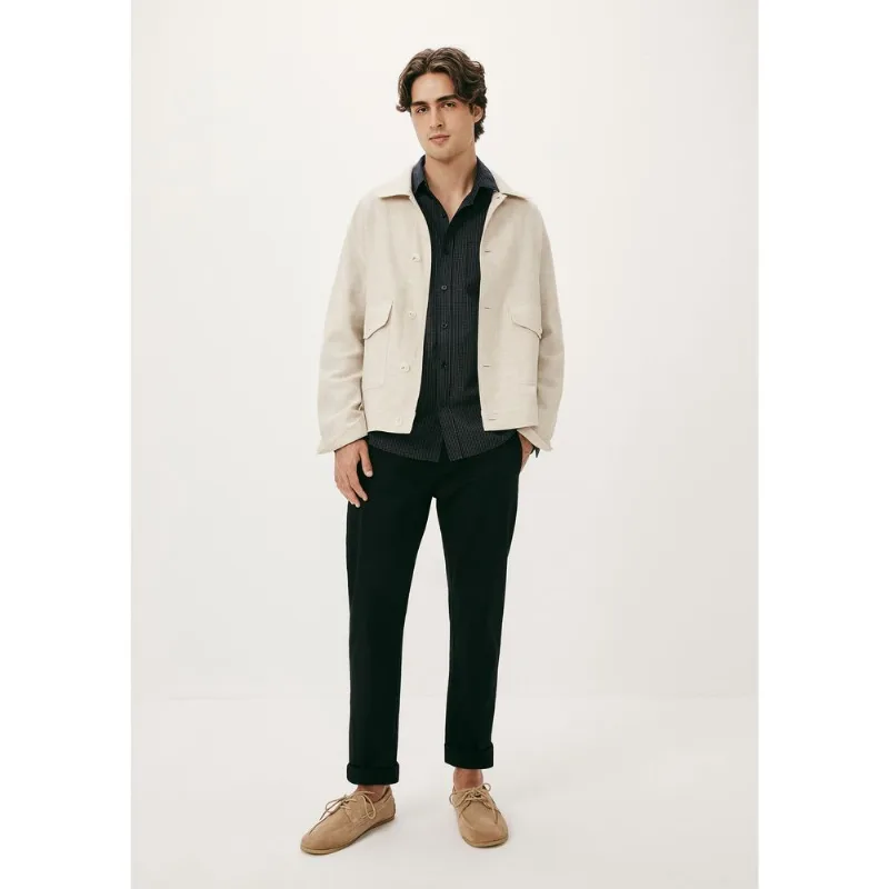 Calça Masculina Slim Em Sarja Empapelada - Preto 044
