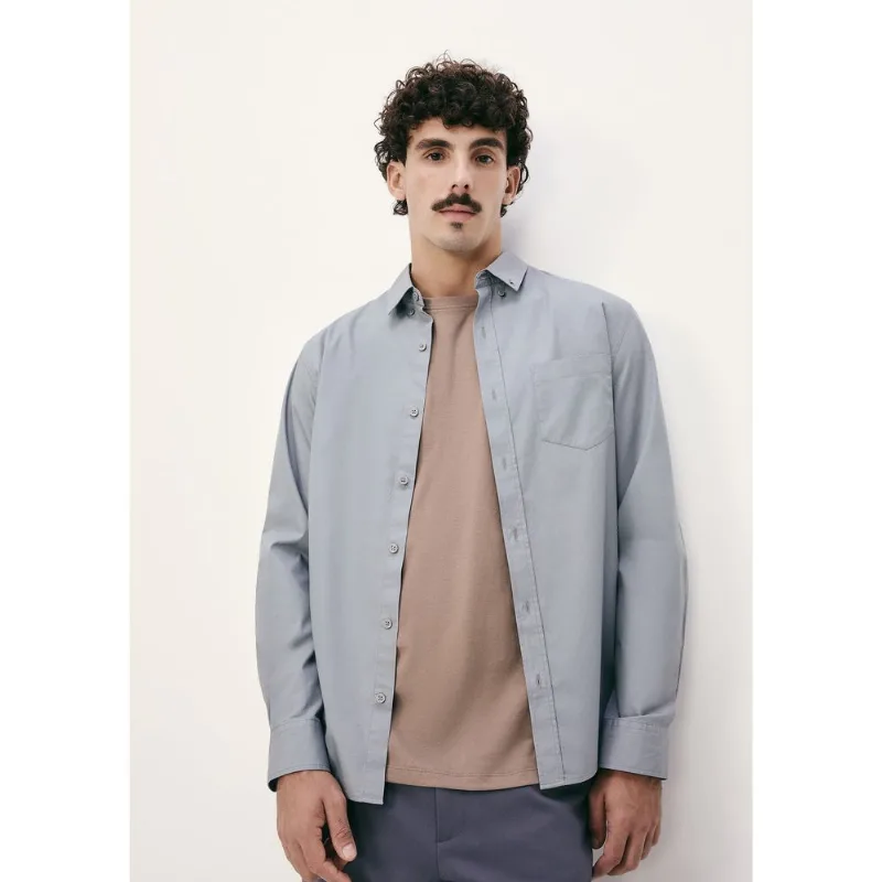 Camisa Básica Masculina Manga Longa Slim - Cinza P