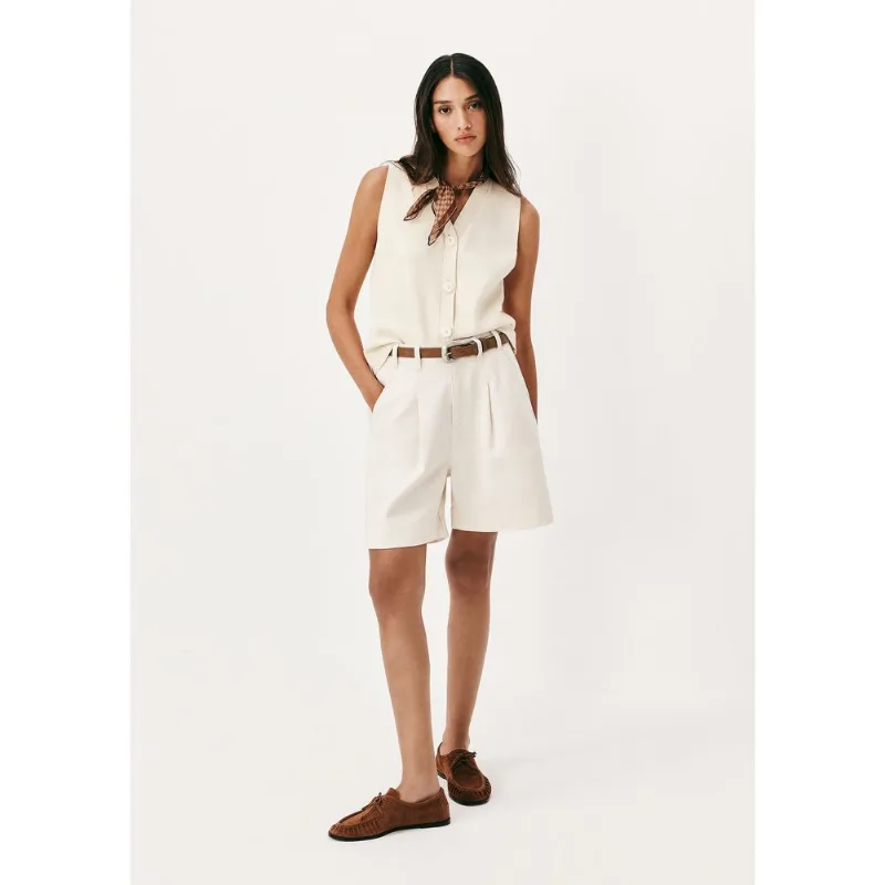 Bermuda Feminina Reta De Sarja - Off white 046