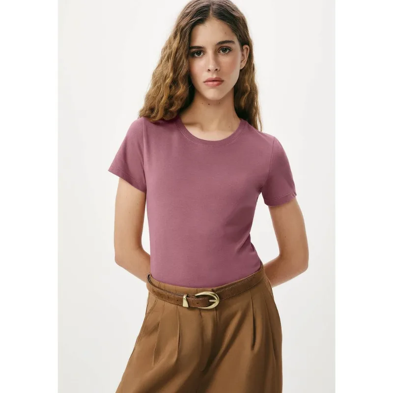Camiseta Básica Feminina Slim World - Rosa M