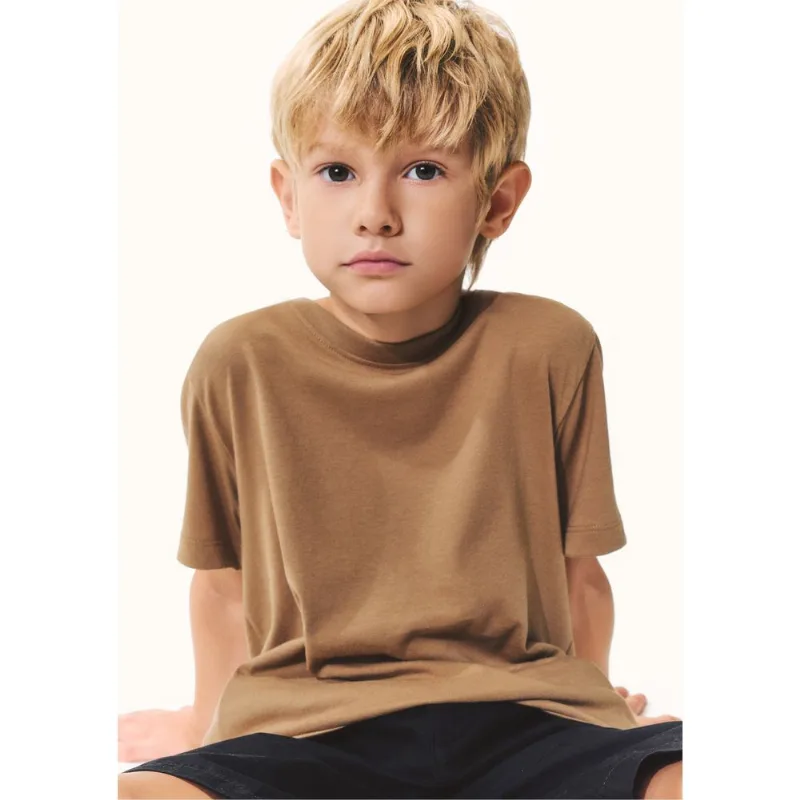 Camiseta Básica Infantil Menino Manga Curta Slim - Caqui 004
