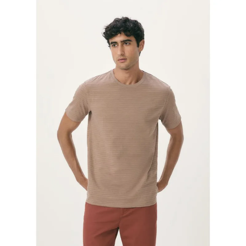 Camiseta Masculina Manga Curta Em Malha Texturizada - Marrom G