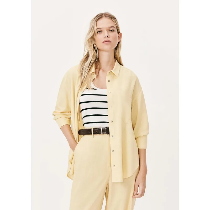 Camisa Feminina Manga Longa Oversized - Amarelo M