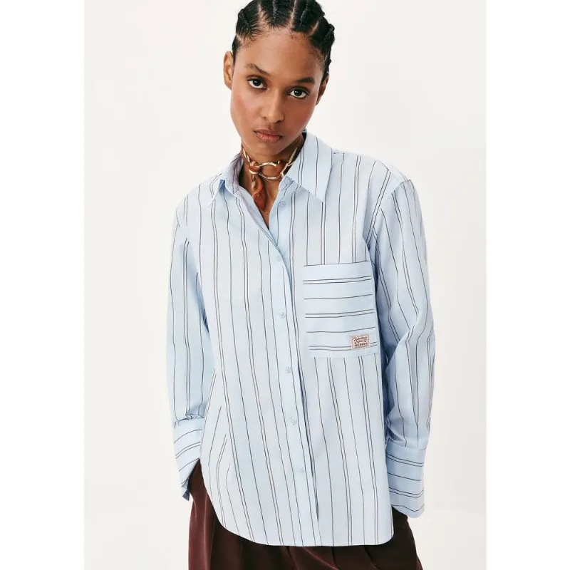 Camisa Feminina Manga Longa Fio Tinto - Azul XG