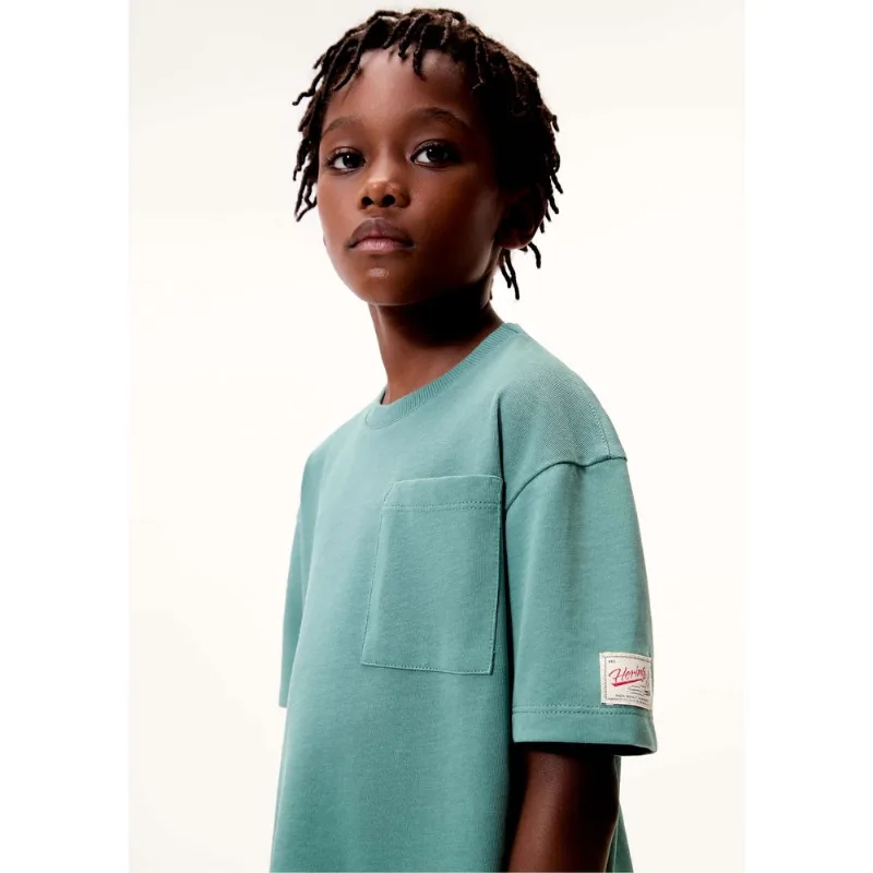 Camiseta Infantil Menino Oversized Com Bolso - Verde 012