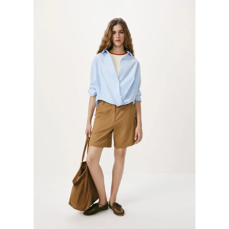 Bermuda Feminina Cargo Risca De Giz - Marrom 038