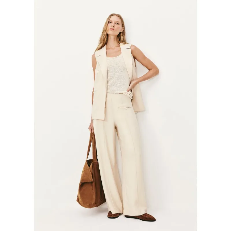 Calça Feminina Reta Em Peach Touch - Bege 034