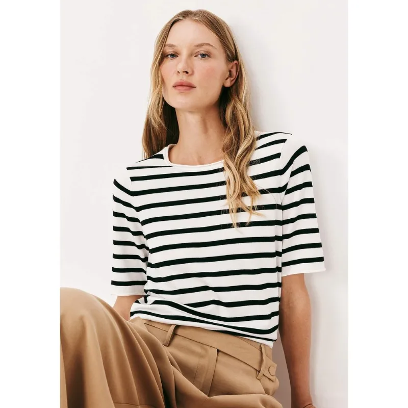 Blusa Feminina Listrada Em Tricô - Branco G