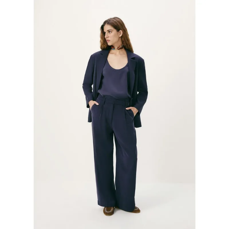 Calça Feminina Reta Cintura Alta Peach Touch - Azul 034