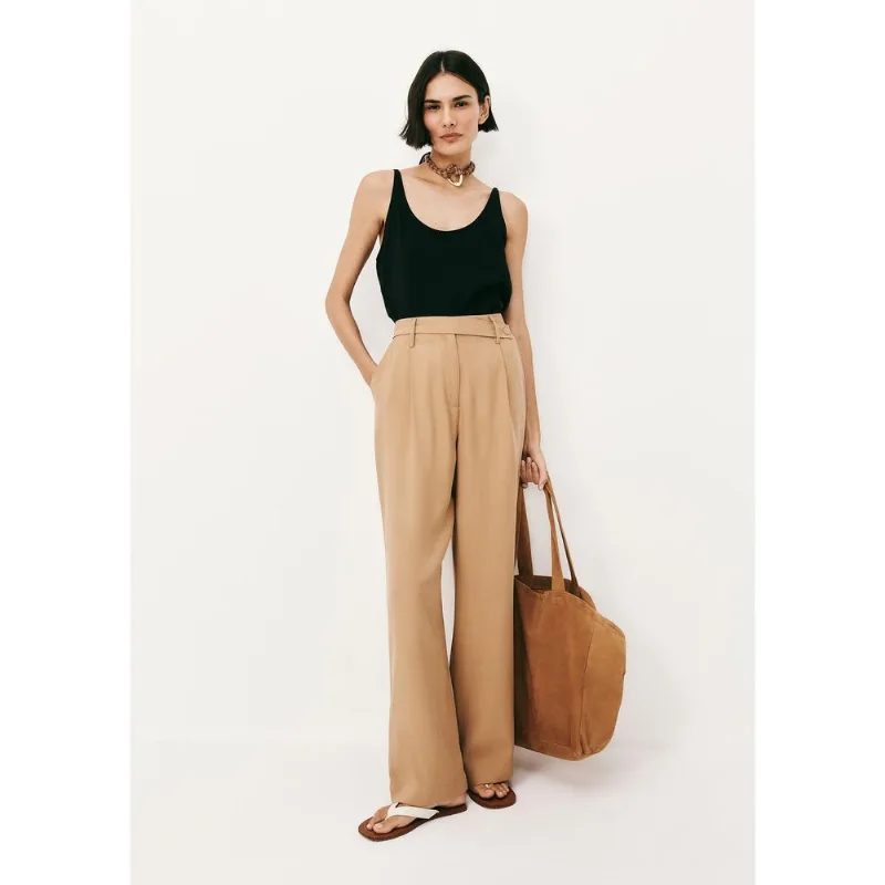 Calça Feminina Reta Cintura Alta Peach Touch - Bege 044