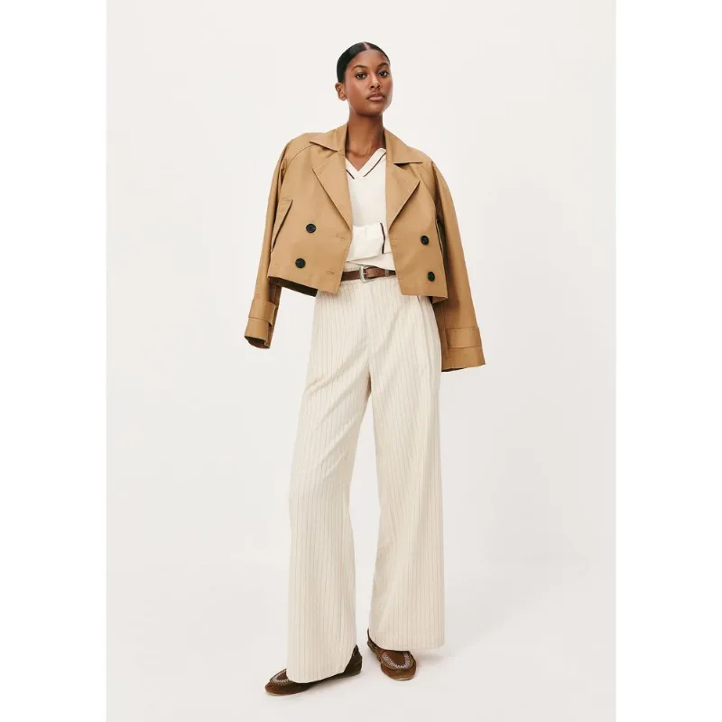 Calça Feminina Em Alfaiataria Risca De Giz - Off white 042