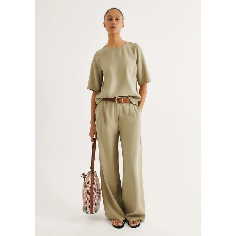 Calça Feminina Cintura Alta Em Peach Touch - Verde 042