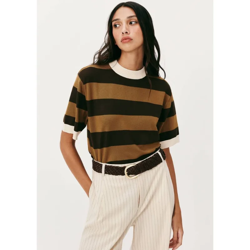 Blusa Feminina Listrada Em Tricô - Marrom XP
