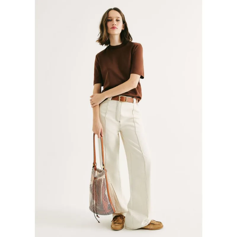 Calça Feminina Reta Cintura Média - Off white 044