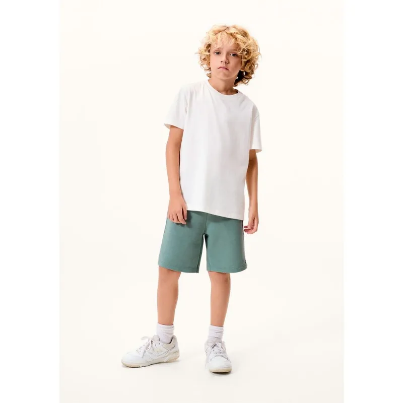 Bermuda Básica Infantil Menino Em Moletom - Verde 014