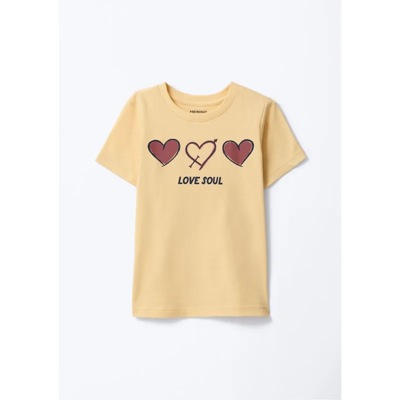 Blusa Infantil Menina Manga Curta Com Estampa - Amarelo 010