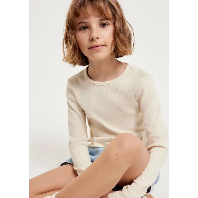 Blusa Manga Longa Infantil Menina Em Ribana - Creme 010
