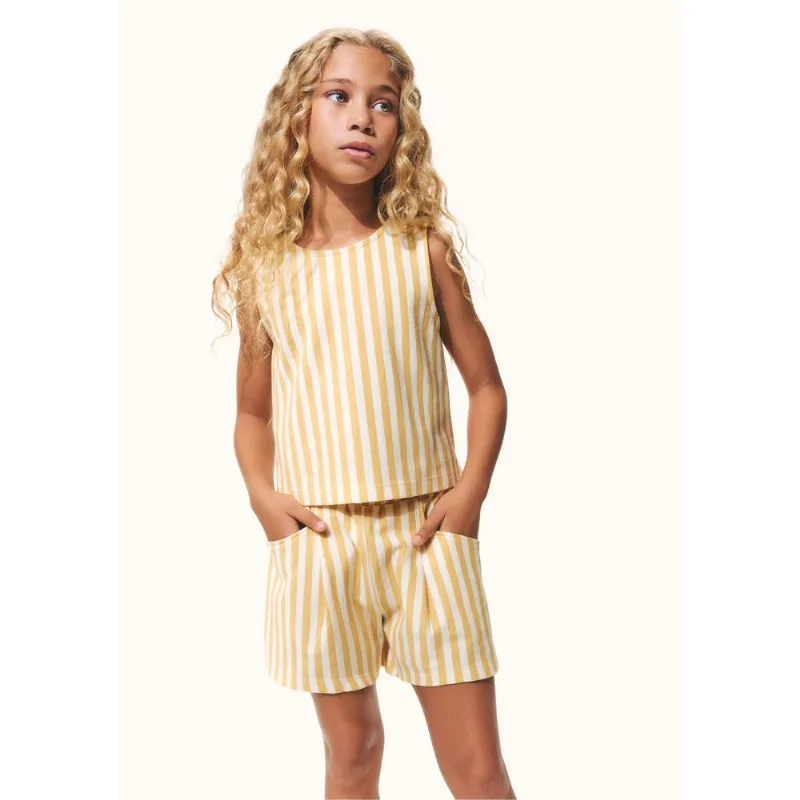 Conjunto Infantil Menina Fio Tinto Texturizado - Amarelo 012