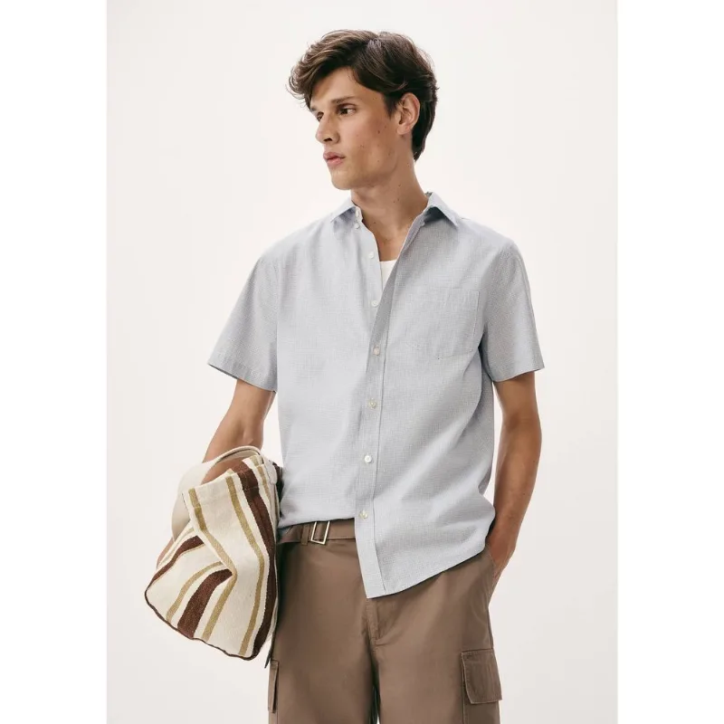 Camisa Masculina Slim Manga Curta - Cinza XG