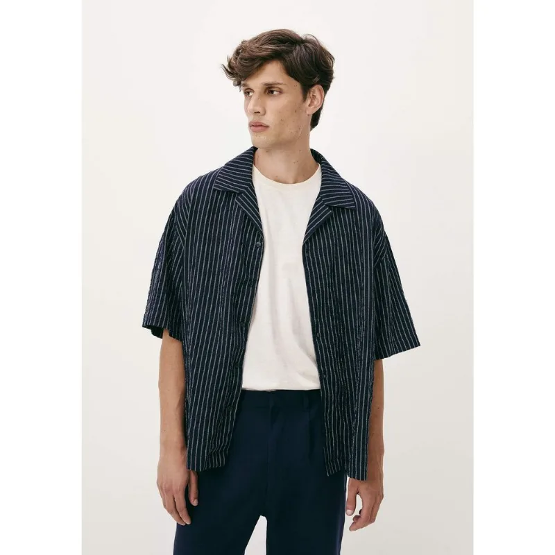 Camisa Masculina Manga Curta Fio Tinto - Azul M