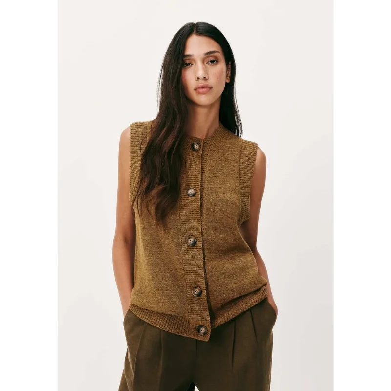 Colete Feminino Em Tricô Leve - Marrom M