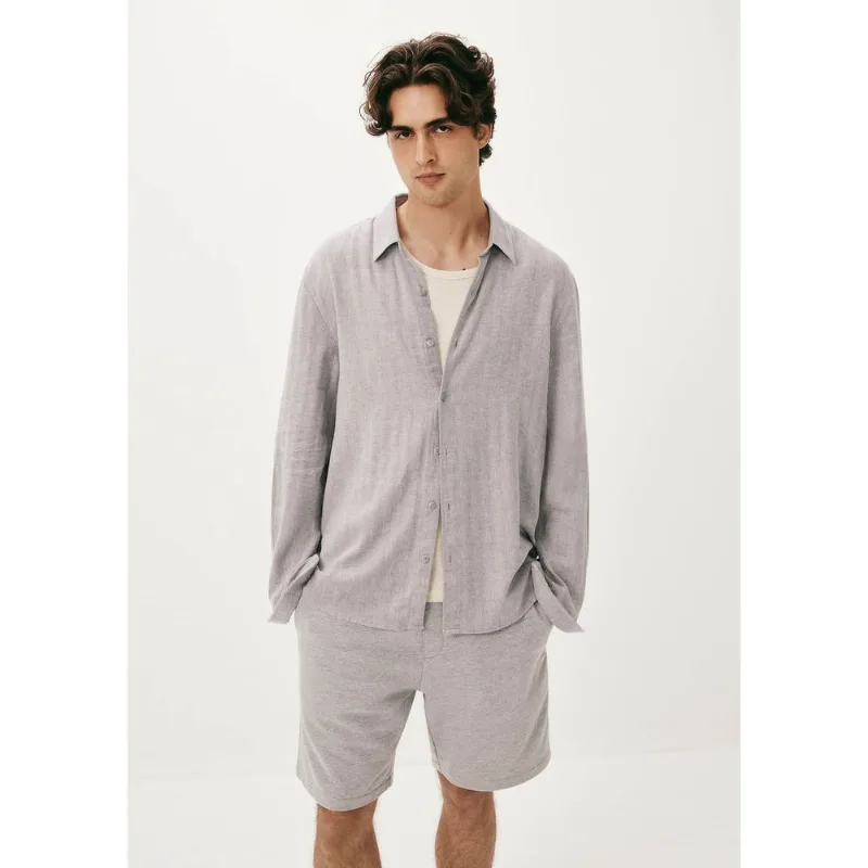 Camisa Masculina Regular Manga Longa - Cinza M