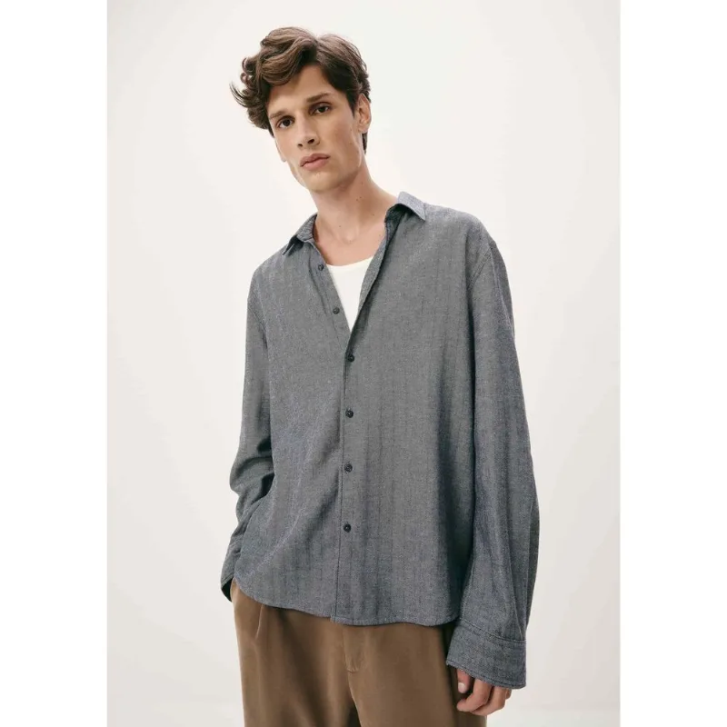 Camisa Masculina Regular Manga Longa - Azul XXG