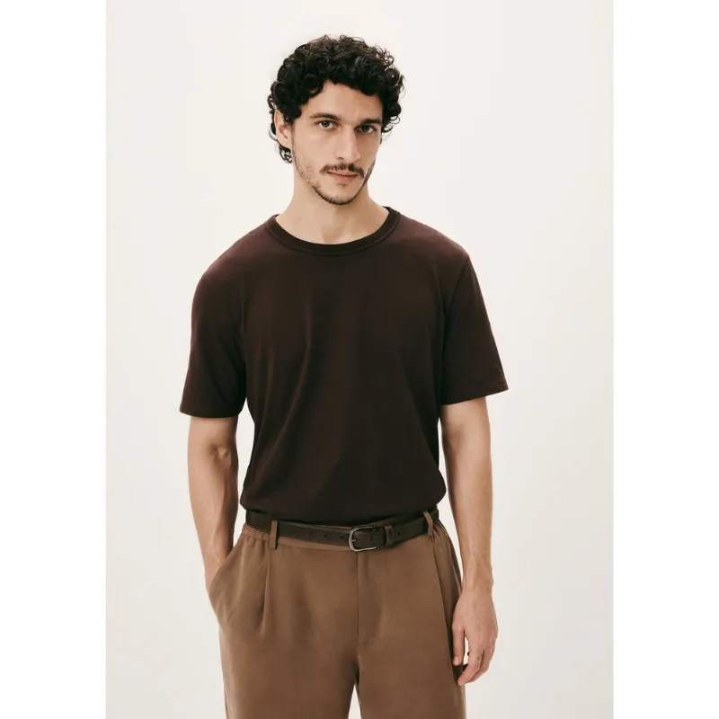 Camiseta Básica Masculina Areia Em Algodão Peruano - Marrom M