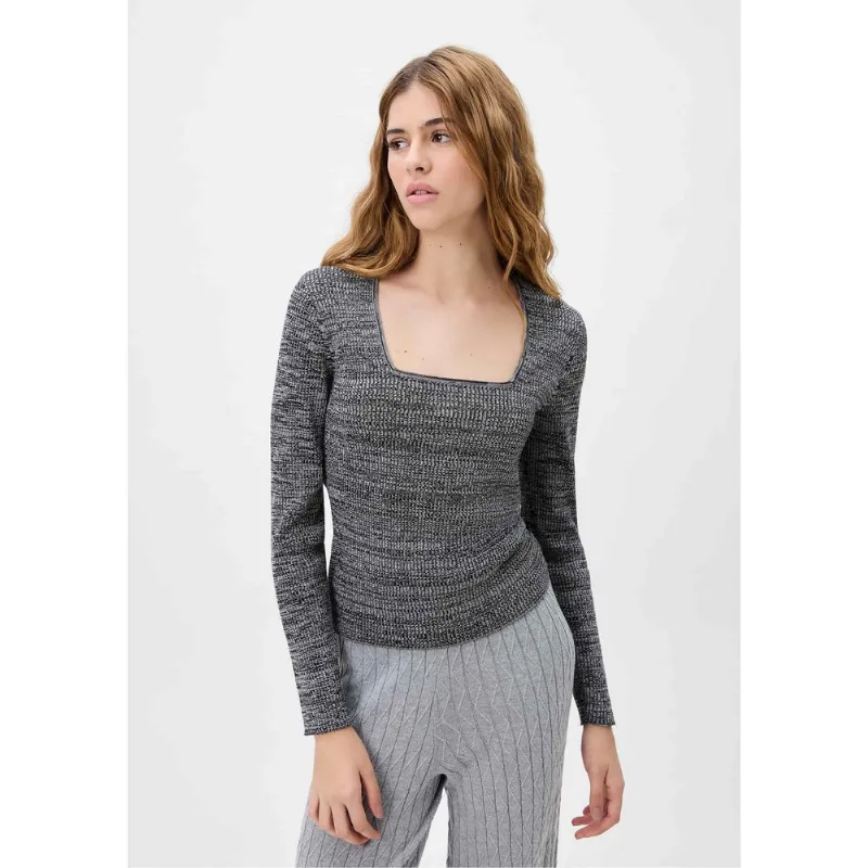 Blusa Feminina Manga Longa Em Tricô - Cinza M