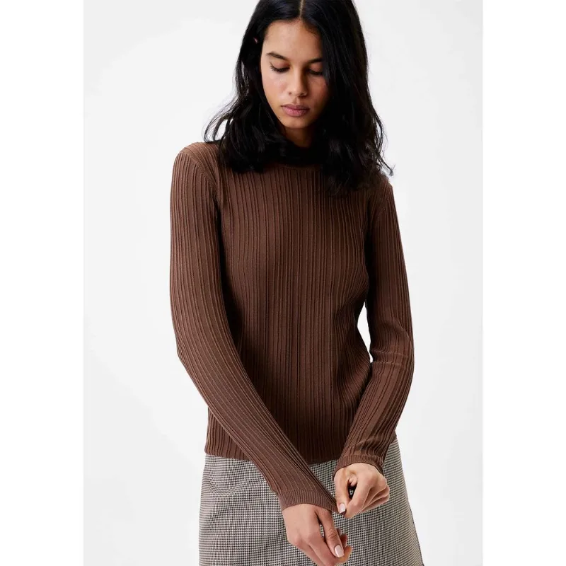 Blusa Feminina Manga Longa Em Tricô - Marrom G