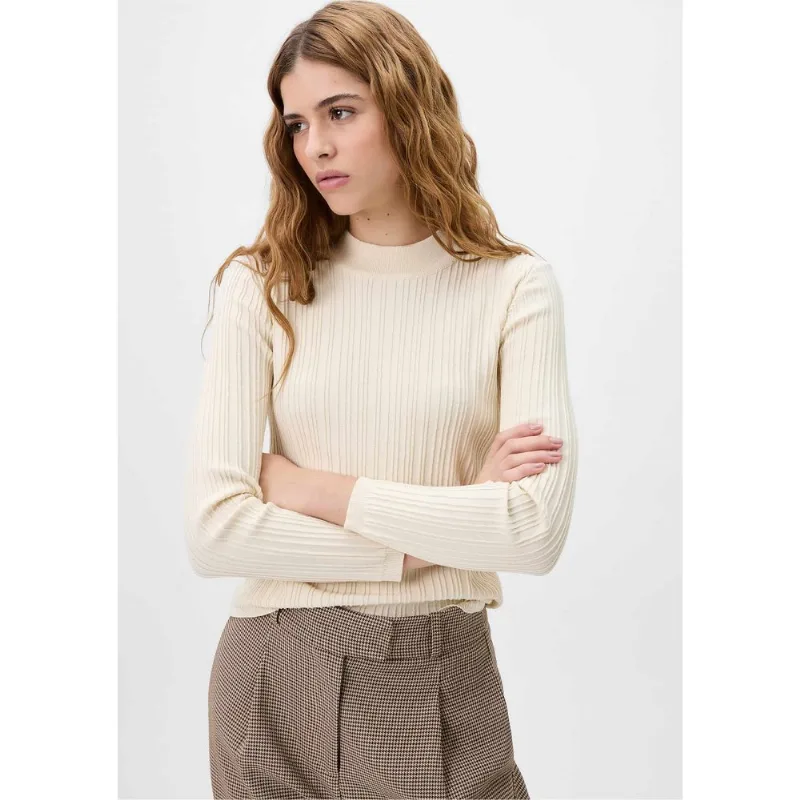 Blusa Feminina Manga Longa Em Tricô - Creme G