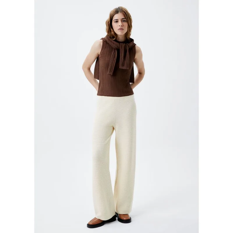 Calça Feminina Em Tricô Com Elástico - Off white XP