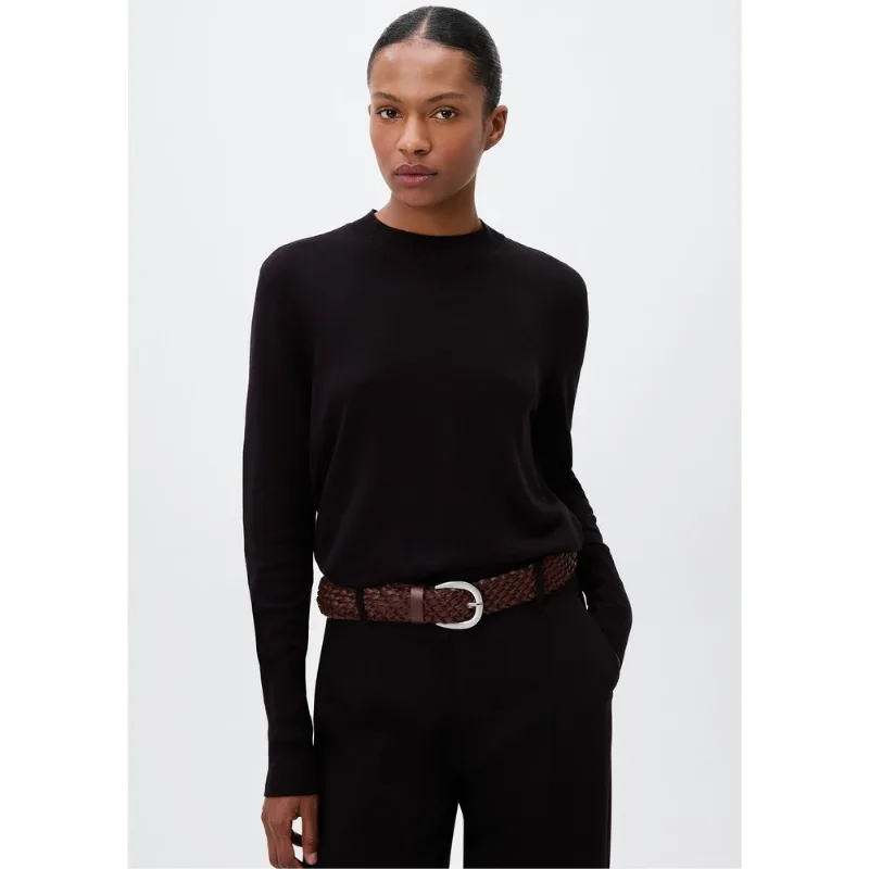 Blusão Feminino Manga Longa Em Tricô Leve - Preto M